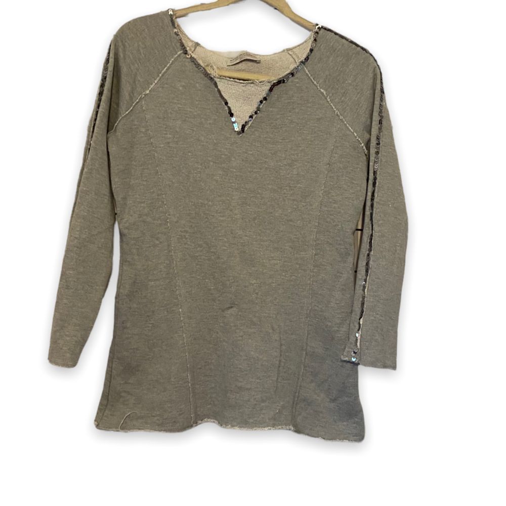 Boston Proper Sport Sequin Gray Sweatshirt Women’s Size Small